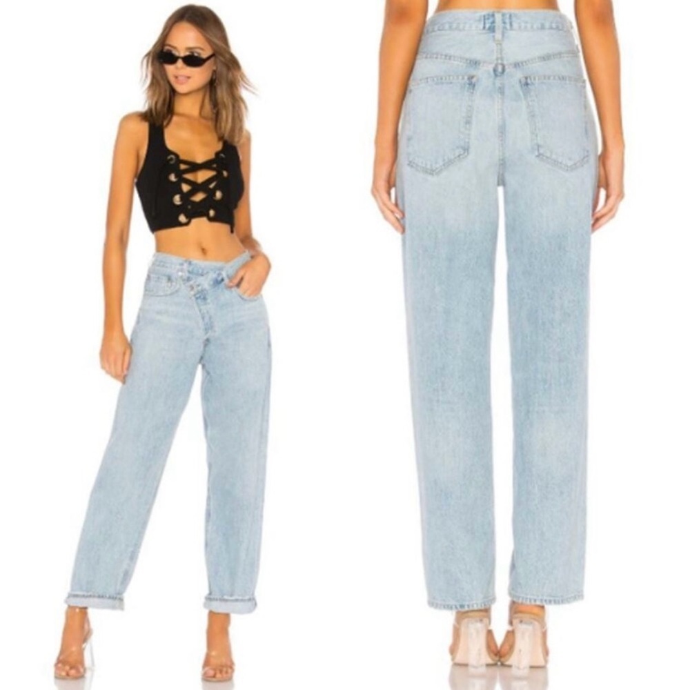 AGOLDE Criss Cross Upsized Jeans in Suburbia Size 25 Light Wash Denim - Picture 11 of 11